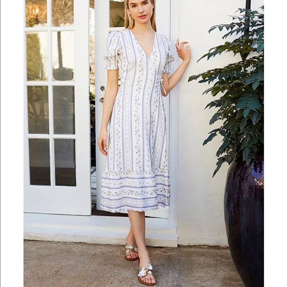 Antonio Melani
Cleo Linen Floral Stripe Wrap Midi Dress - Picture 2 of 13